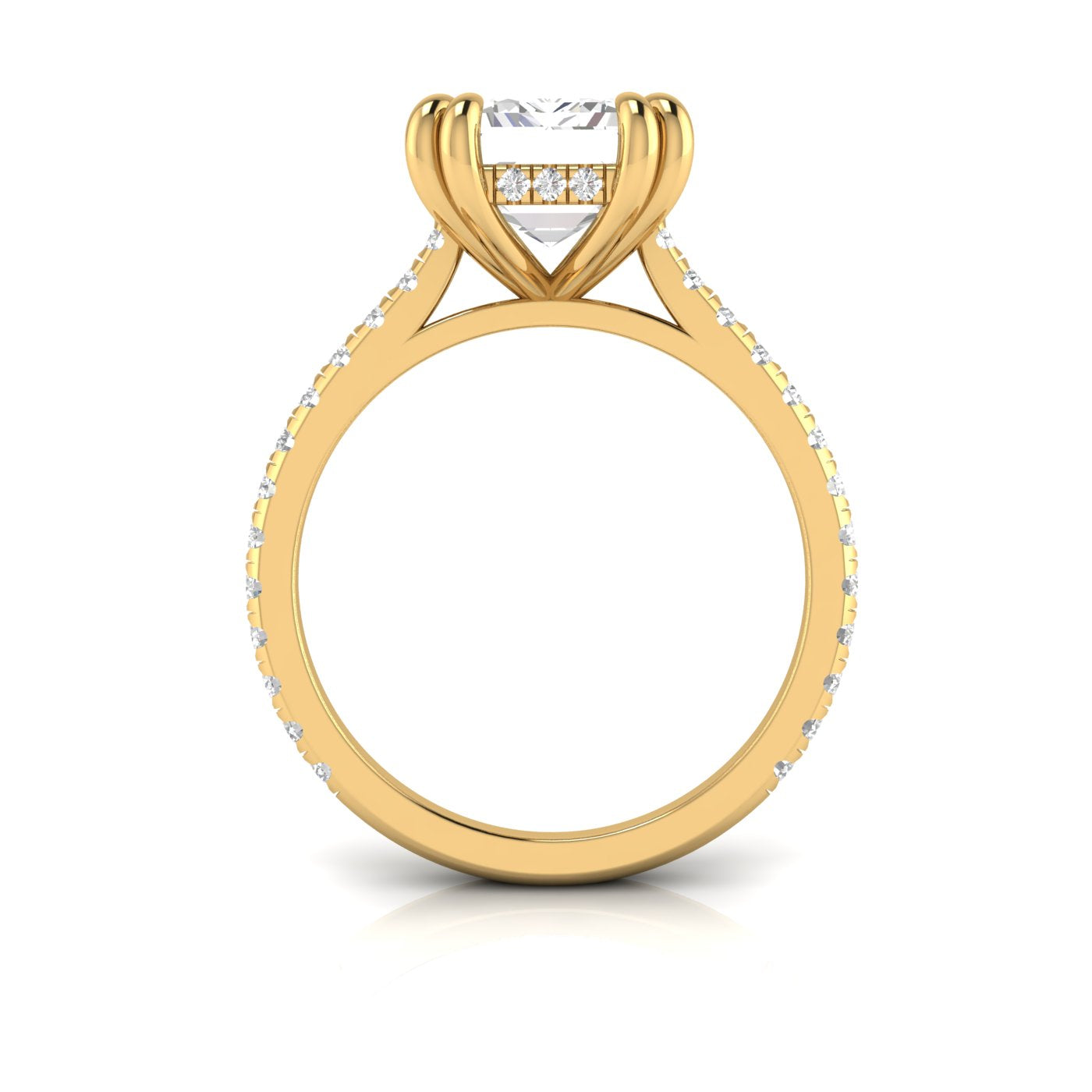 EMERALD DOUBLE PRONGS WITH PAVE RING