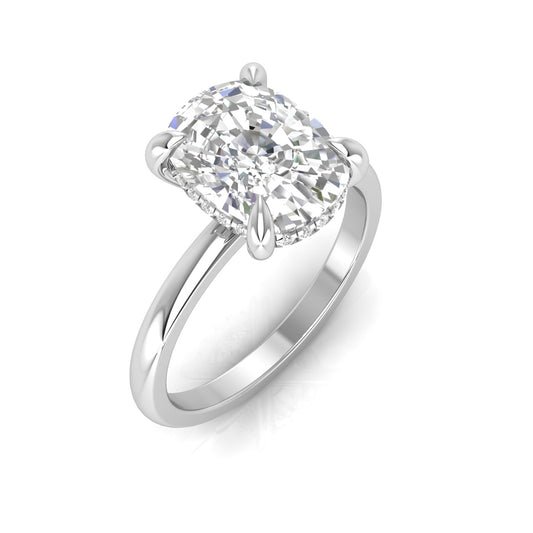 LONG CUSHION RING WITH HIDDEN HALO