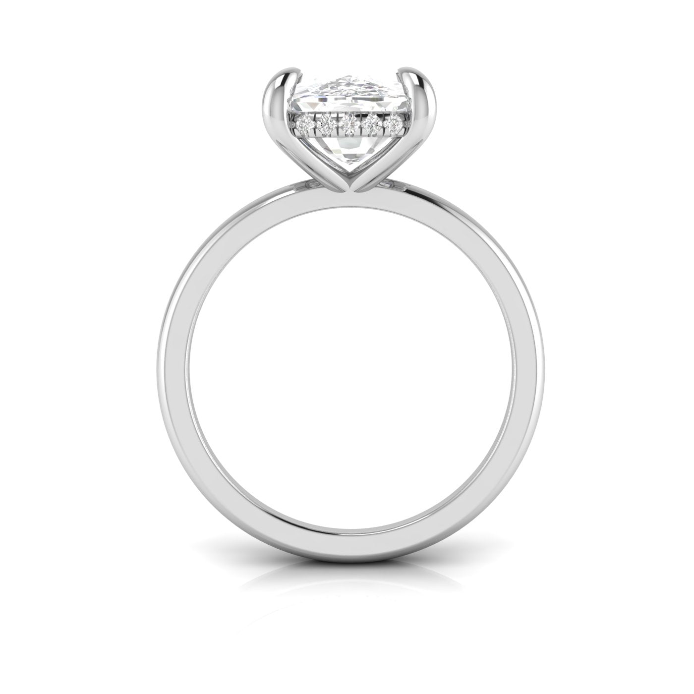 LONG CUSHION RING WITH HIDDEN HALO
