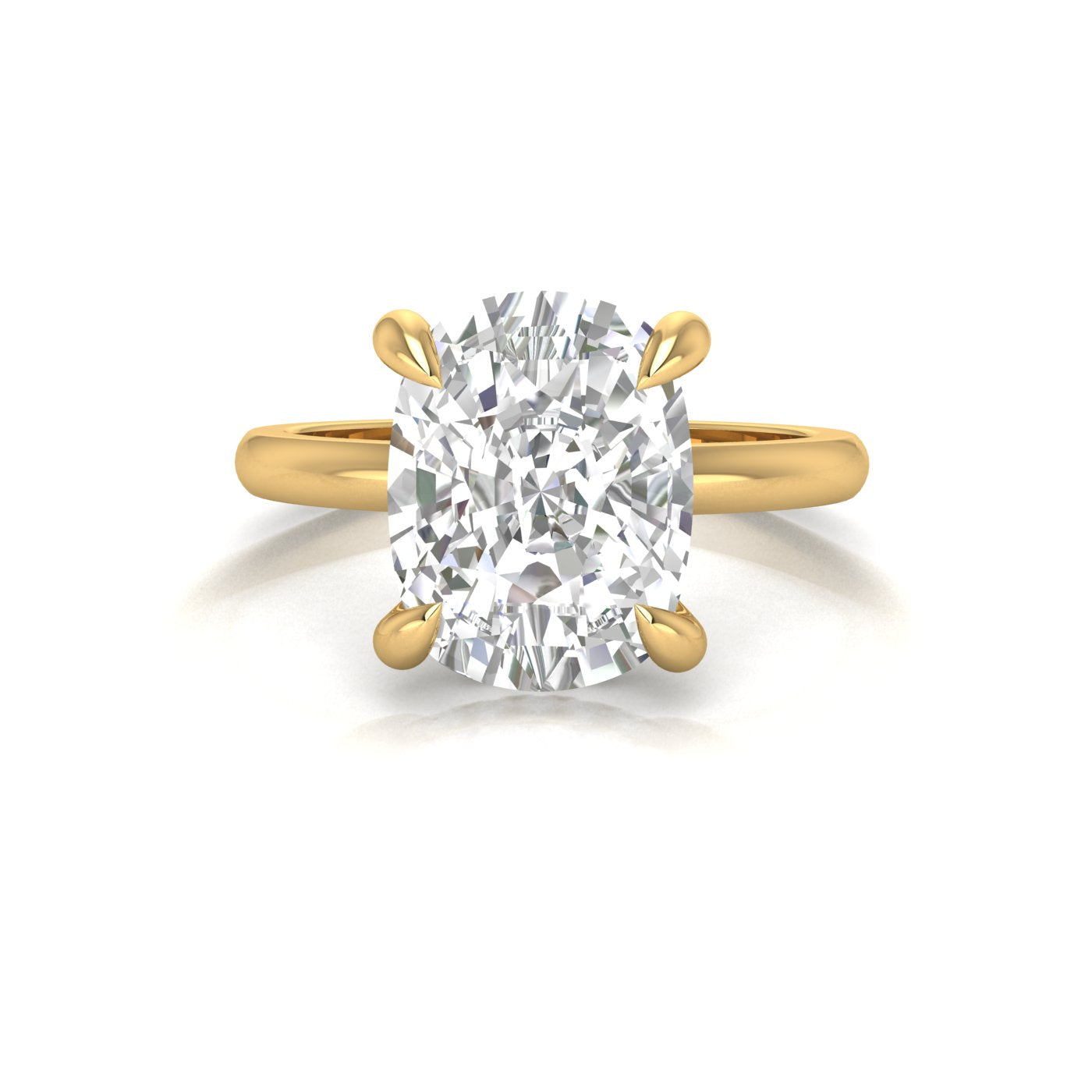 LONG CUSHION RING WITH HIDDEN HALO