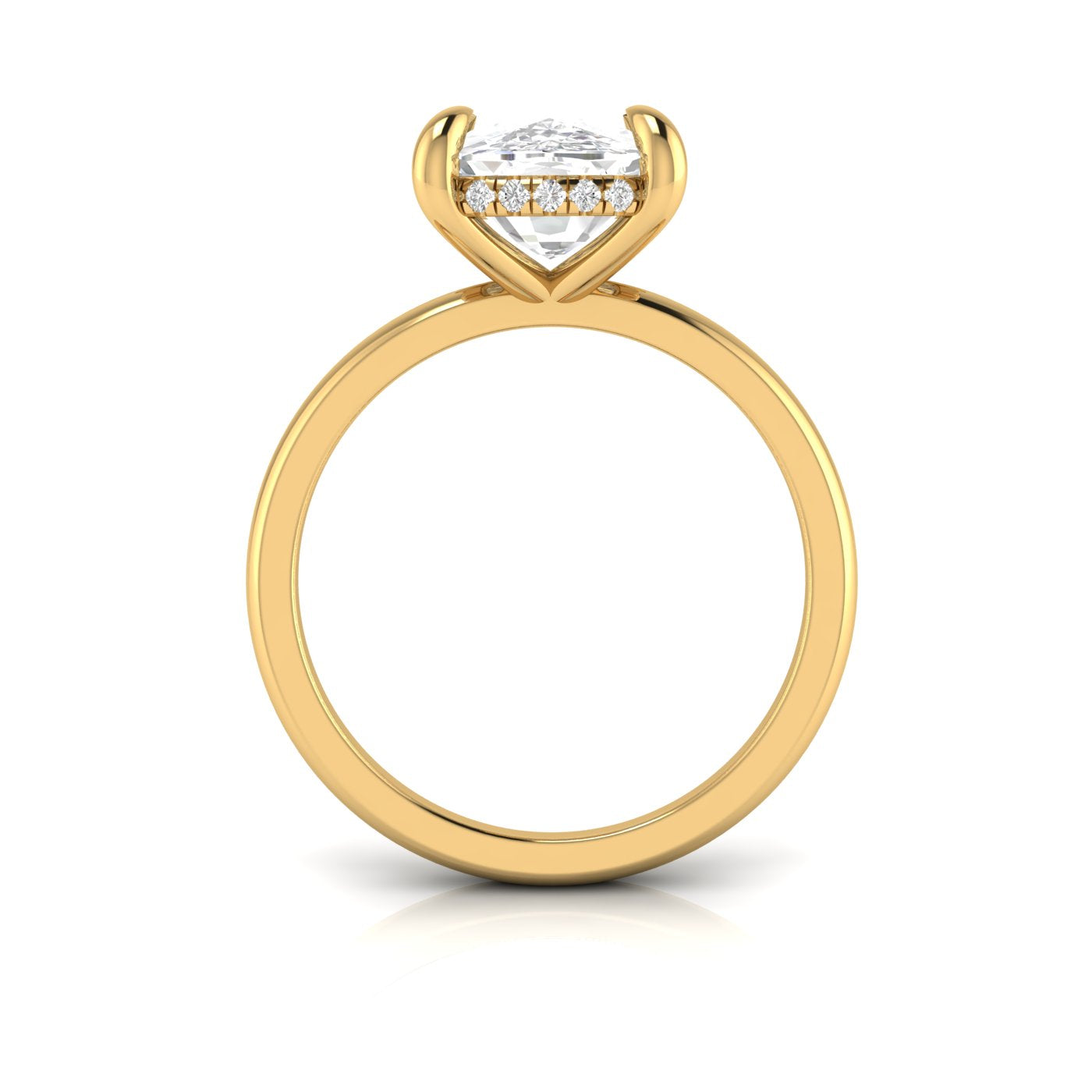 LONG CUSHION RING WITH HIDDEN HALO
