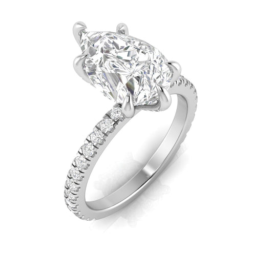 PEAR PAVE RING WITH PAVE PRONGS