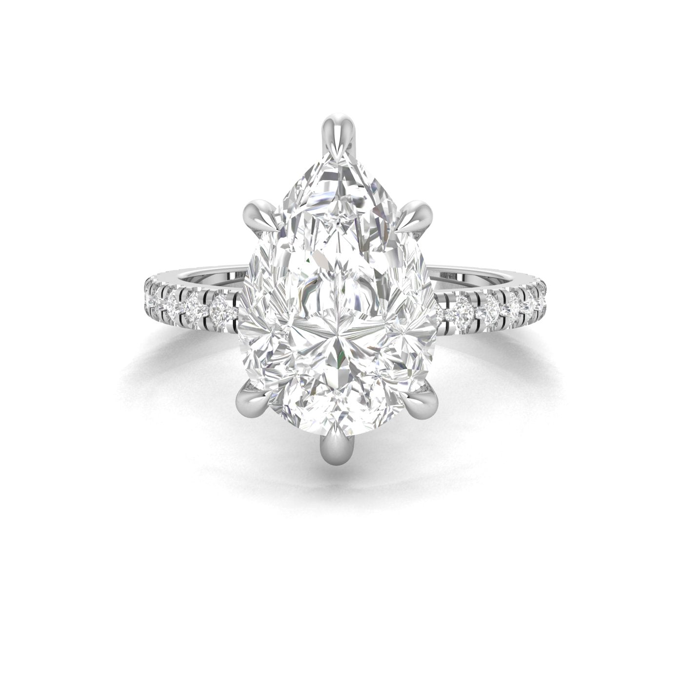 PEAR PAVE RING WITH PAVE PRONGS