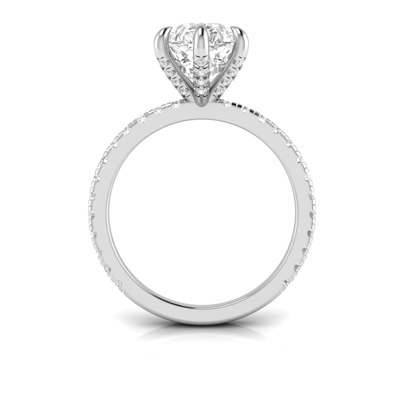 PEAR PAVE RING WITH PAVE PRONGS
