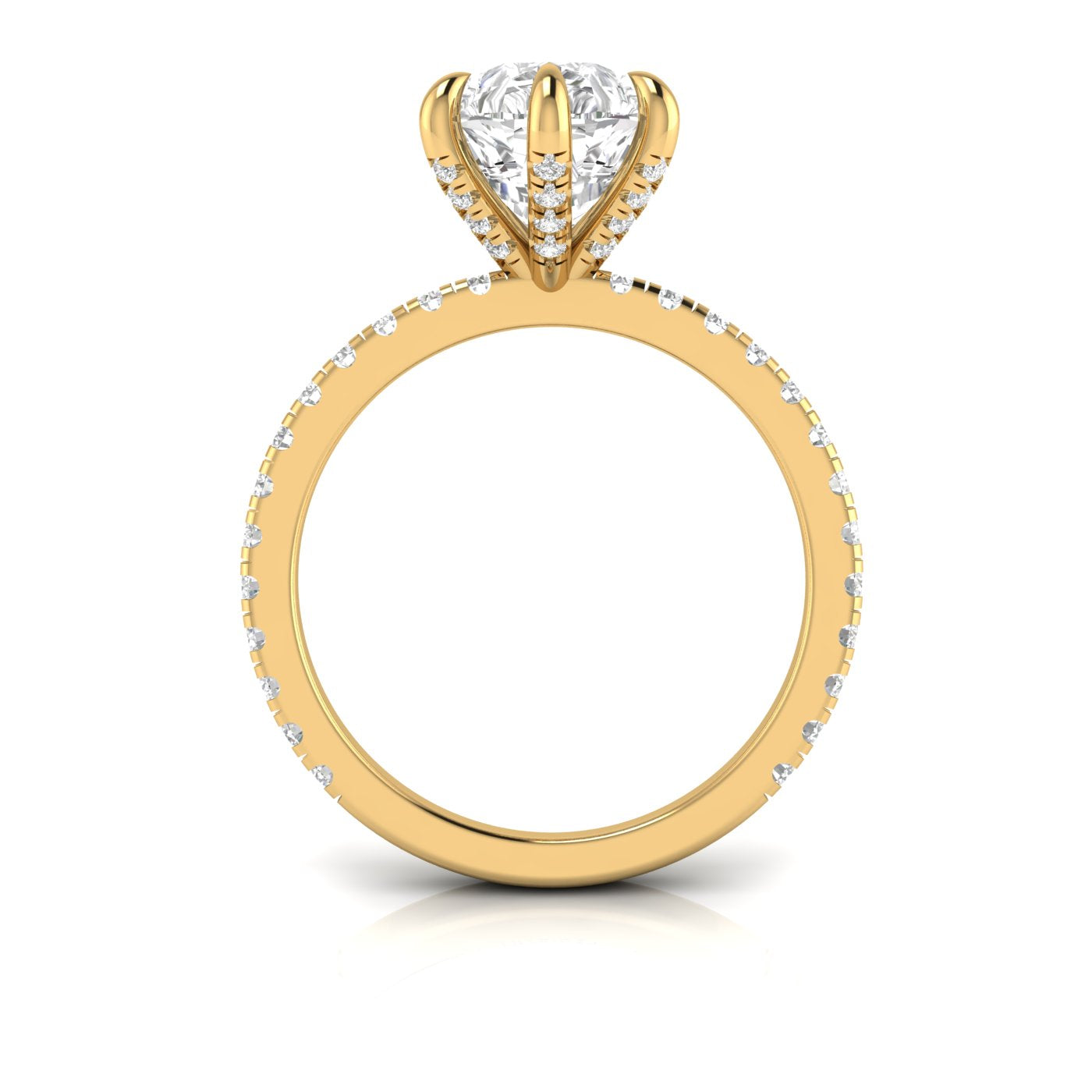 PEAR PAVE RING WITH PAVE PRONGS