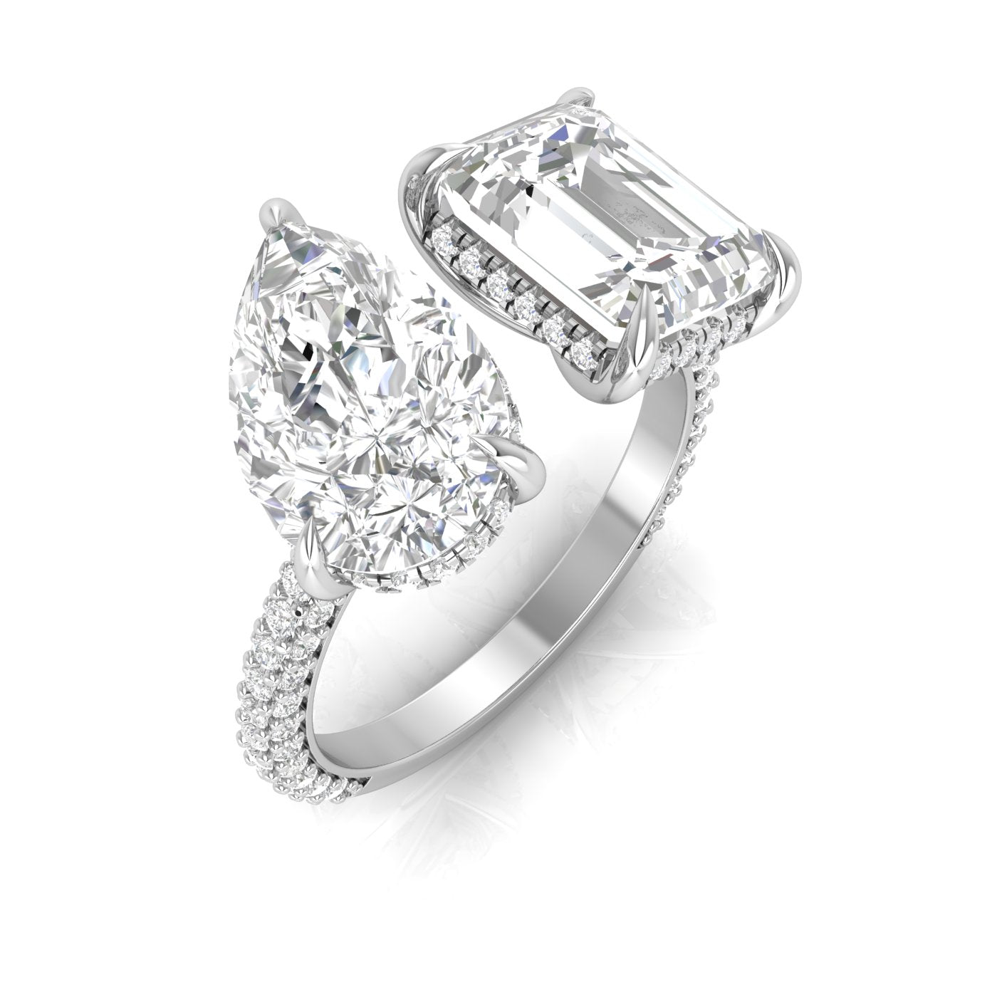DOUBLE FANCY TRIO PAVE RING