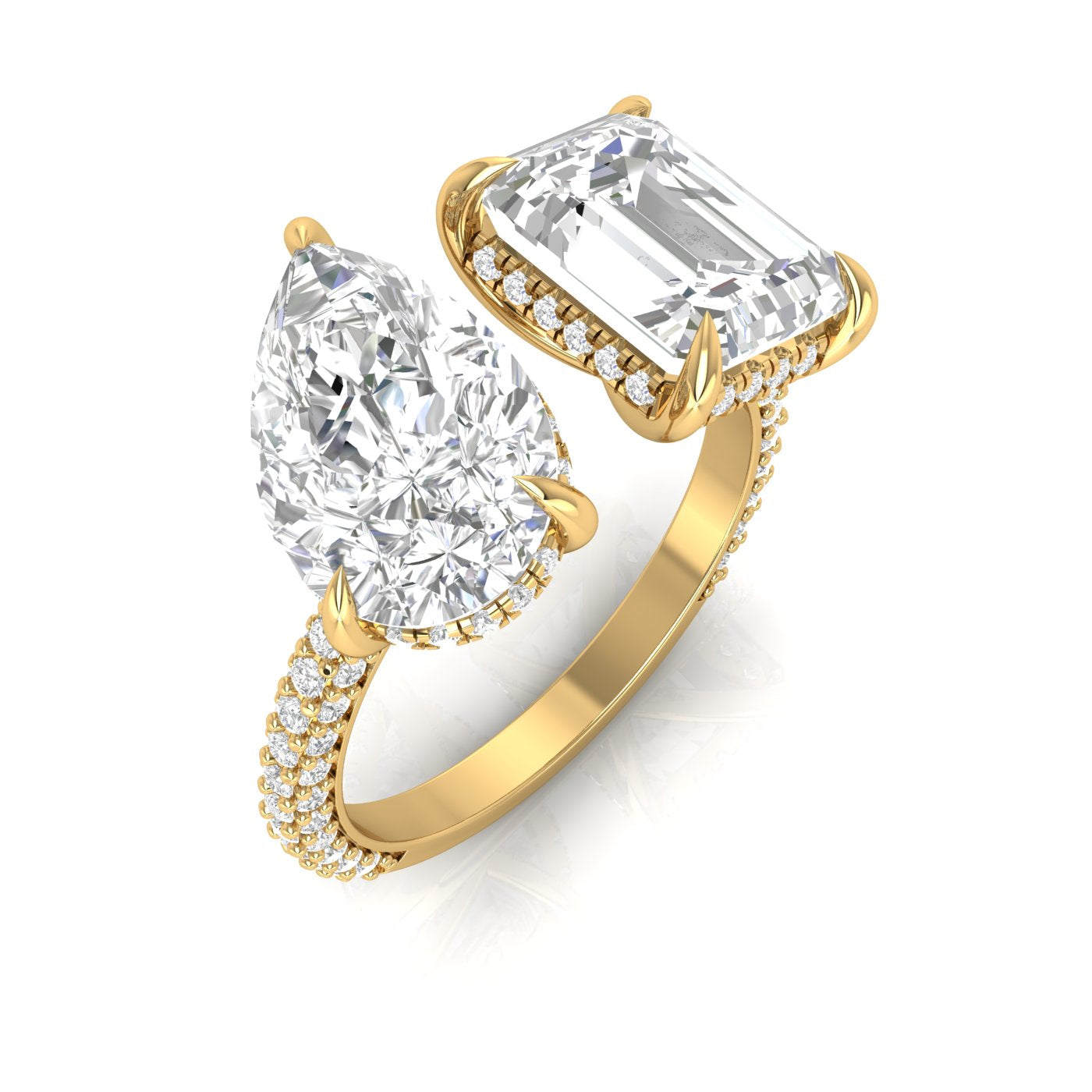 DOUBLE FANCY TRIO PAVE RING
